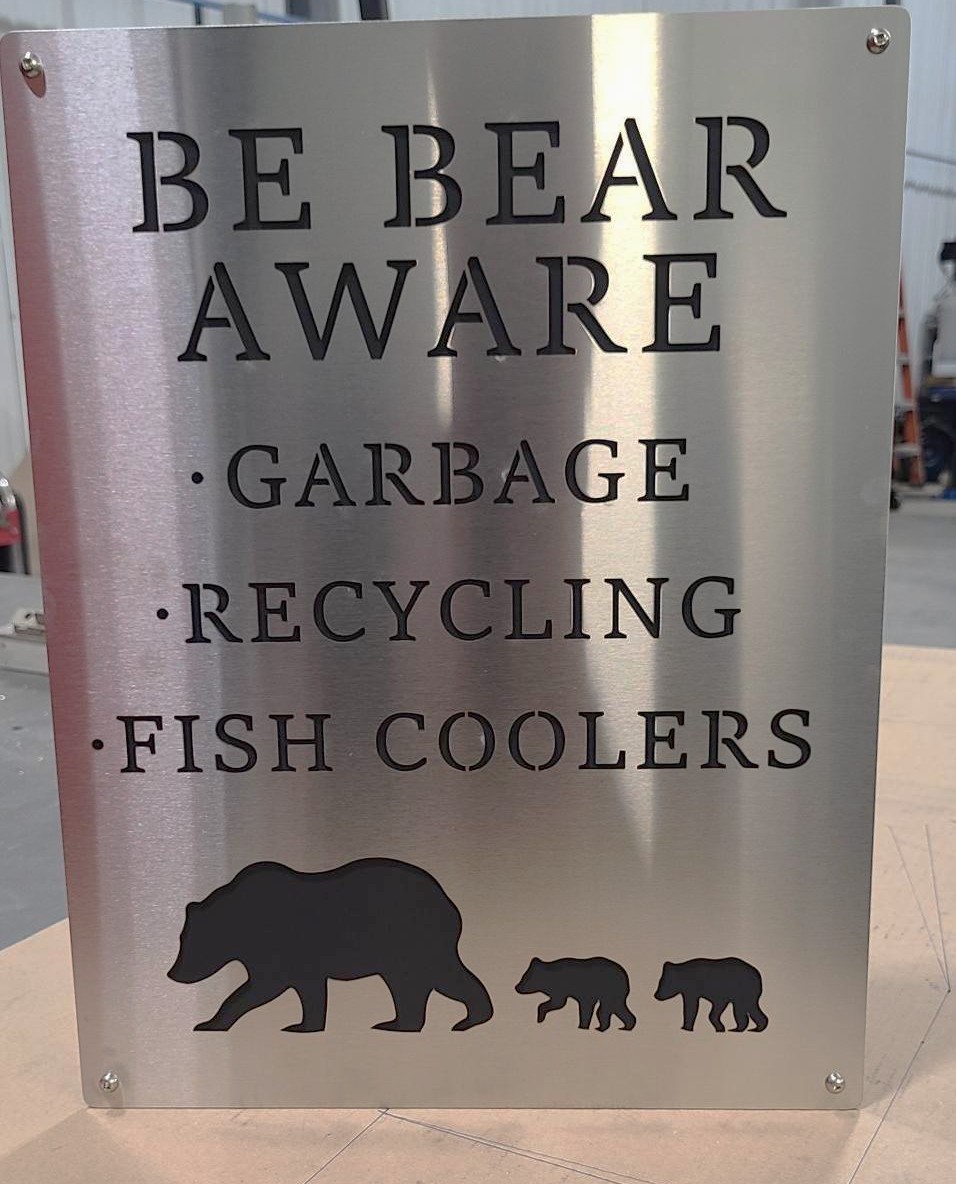 Custom metal 'Be Bear Aware' sign