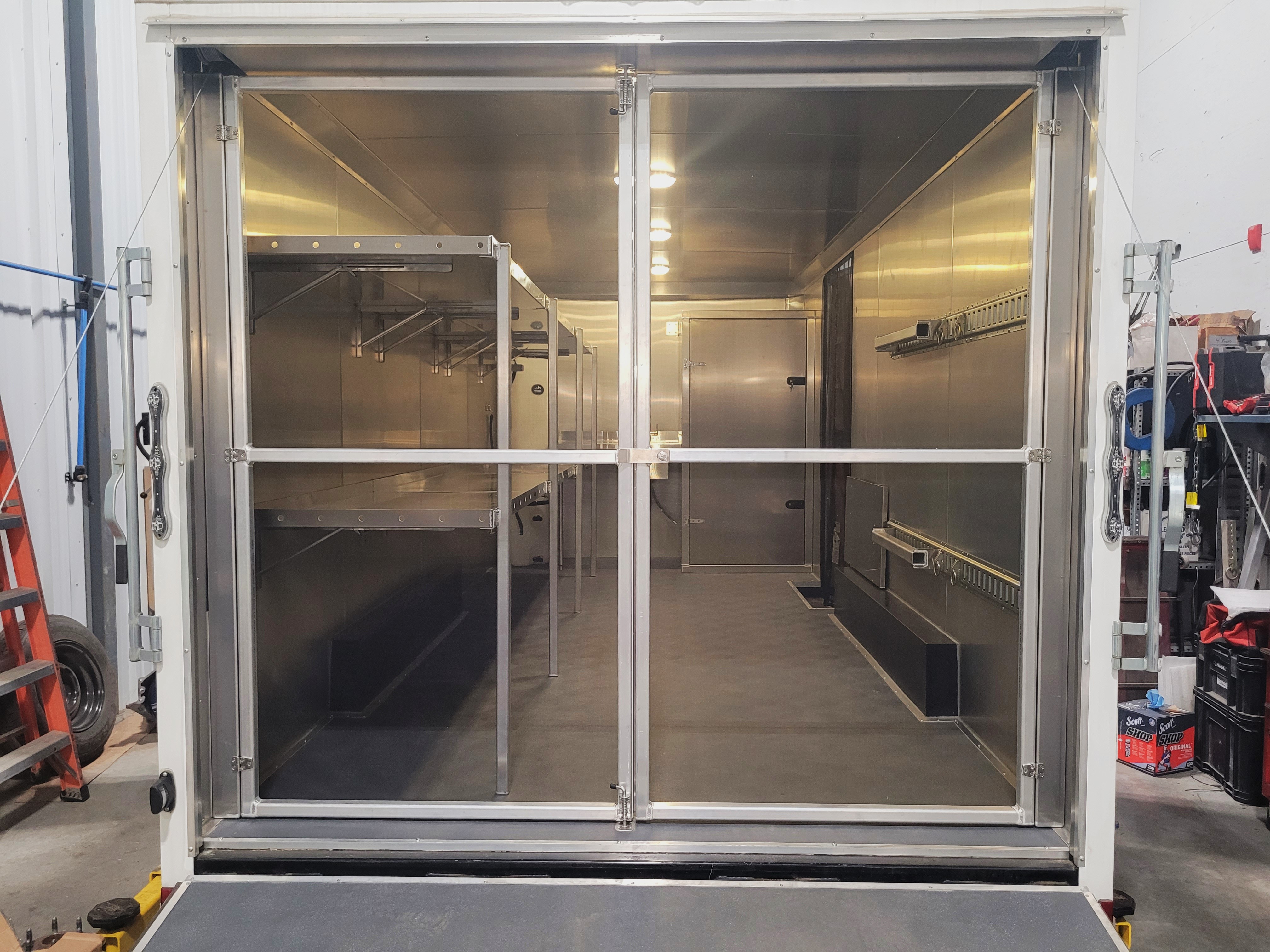 Interior of a custom fabricated EMC trailer
